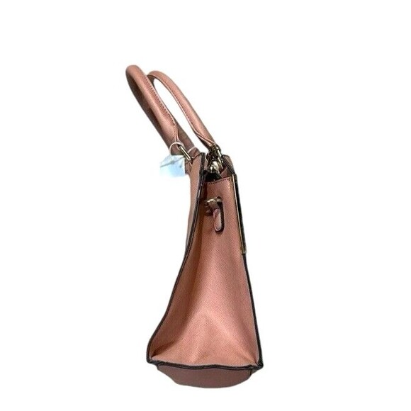 Pink top handle handbag unbranded gold tone accents zip close 10 x 12 inches - Picture 6 of 16